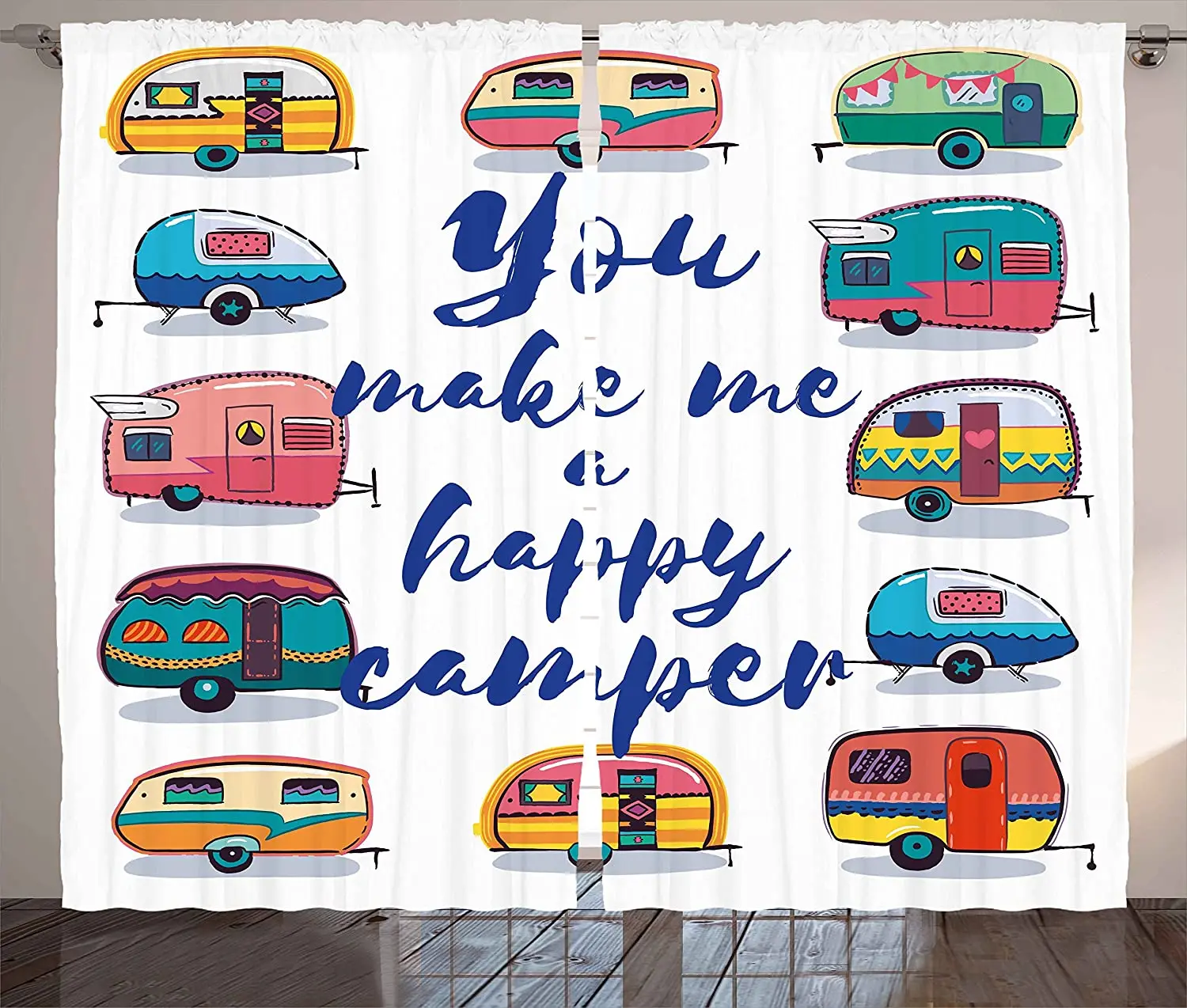 Camper шторы вы Make Me Happy мотивационные слова с жилых автомобильных прицепах Ретро