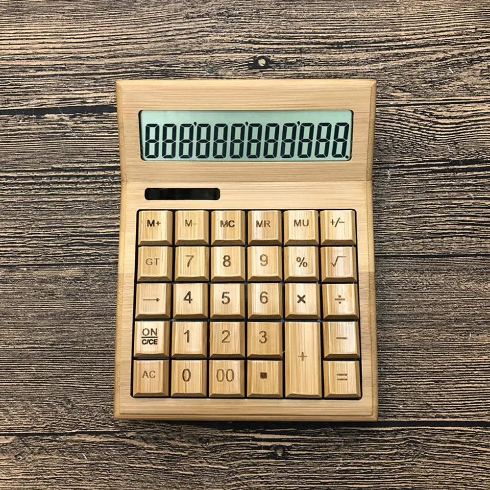 

Durable and Practical Functional Desktop Calculator Solar Power Bamboo Calculators with 12-digit Large Display