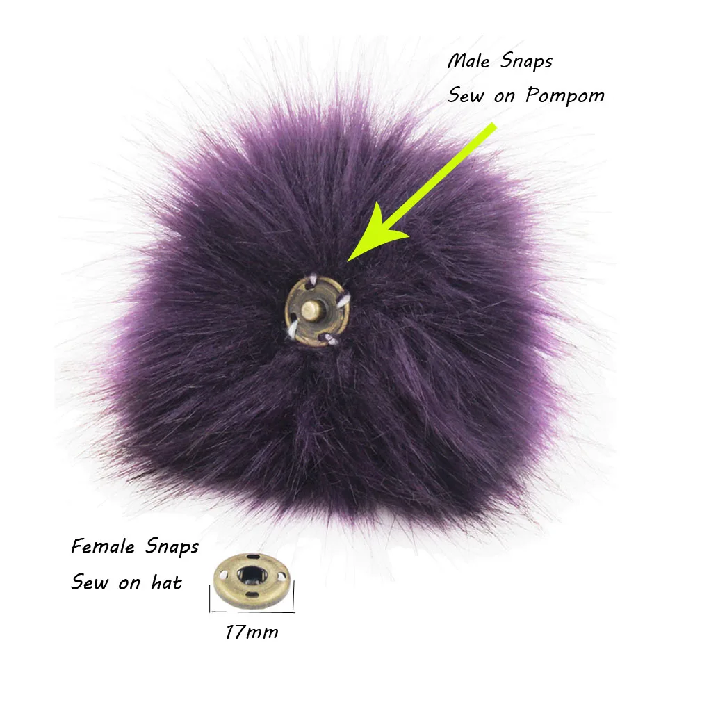 Furling 12pcs 13 cm Fashion Large Faux Raccoon Fur Pom Pom Ball with Press Button for Knitting Hat DIY 16 Colors Accessory 6