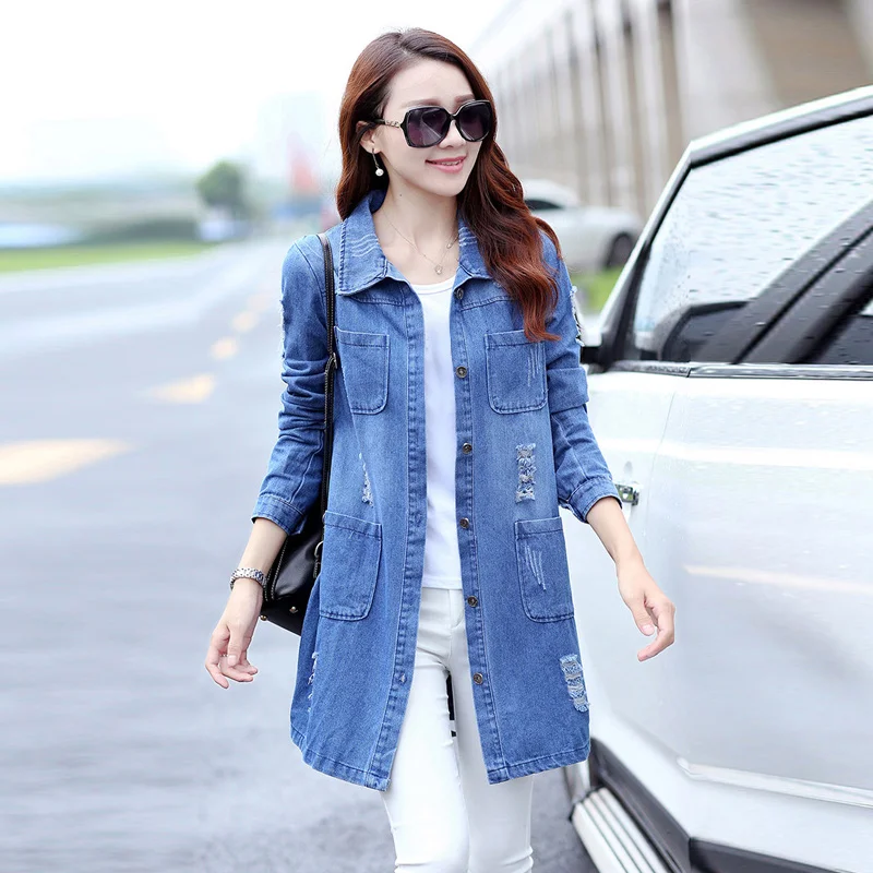 Most effective  Women Coat Plus Size 3XL 4XL 5XL Autumn Casual Oversize Long Sleeve Denim Jacket Cardigan Overcoat 
