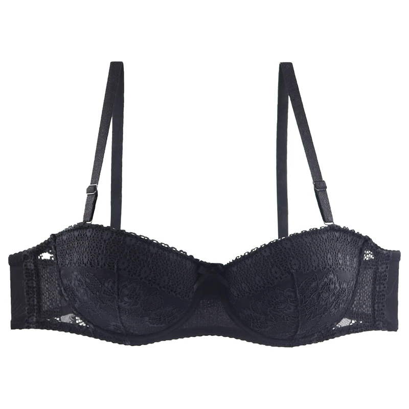 Black Сексуальные кружевные бюстгальтеры для женщин с чашечками Beauwear, без подкладки, пуш-ап, Одноцветный, регулируемые лямки, бюстгальтеры - Цвет: Black
