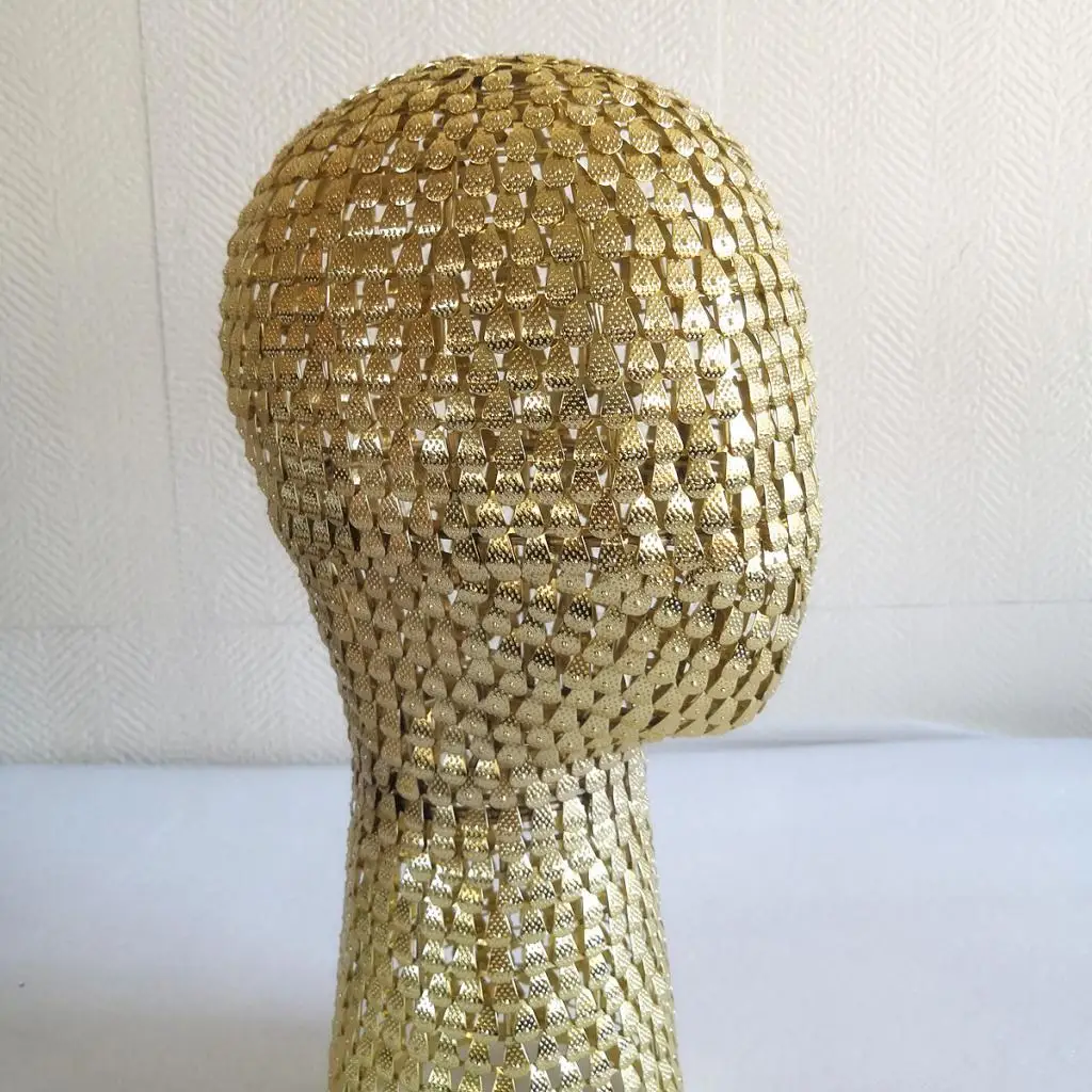 21`` Metal Wig Display Mannequin Head Model For Hat Cap Scarf Jewelry Toupee Display - Golden