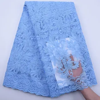 

Baby Blue Tulle Lace Embroidered French Lace Fabric Bright Line African Lace Fabric Nigerian Lace Fabric For Wedding Party S1811