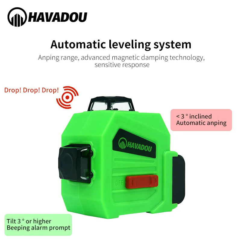 3D самонивелирующийся лазерный уровень HAVADOU Green12 линий 360 горизонтальная
