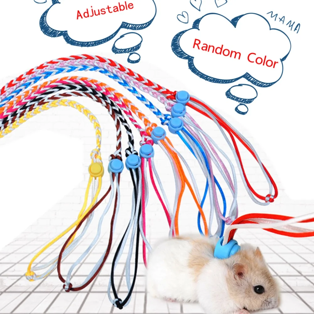 1.4m/4.6ft Adjustable Pet Hamster Harness Rope Gerbil Woven Cotton Harness Leash Collar for Rat Mouse Rabbit Squirrel Pet