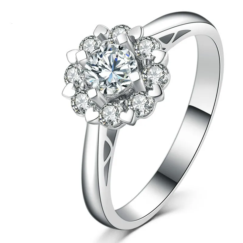 6 5 мм 1ct EF Цвет круглые кольца с муассанитом 9-10K 14K 18K 585 белого золота для женщин