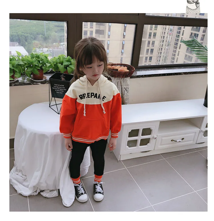 

2019 new autumn item girl casual suit including long sleeve hooded coat+pant 2pcs per set