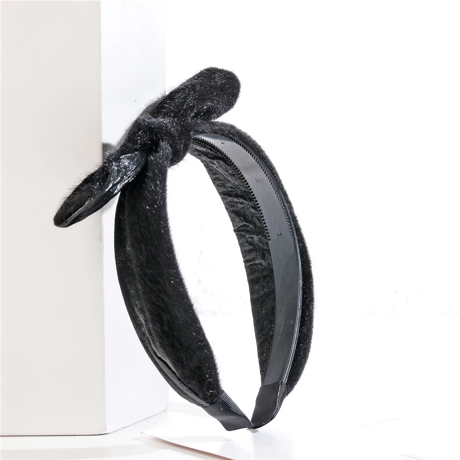 Korean Cute Velvet Hairbands Women Tiara Hoops For Girl Hair Accessories Large Bowknot Teeth Comb Bands Jewelry Party Wholesale