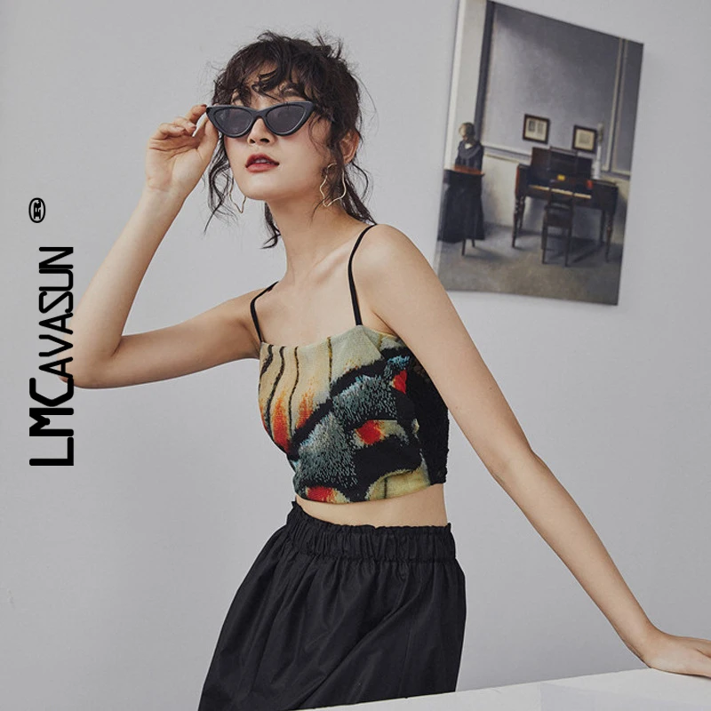 LMCAVASUN 2019SS кружева сшивание бабочка печати плотно облегающие короткий ремень Сексуальная труба топ блуза с мелкими цветами