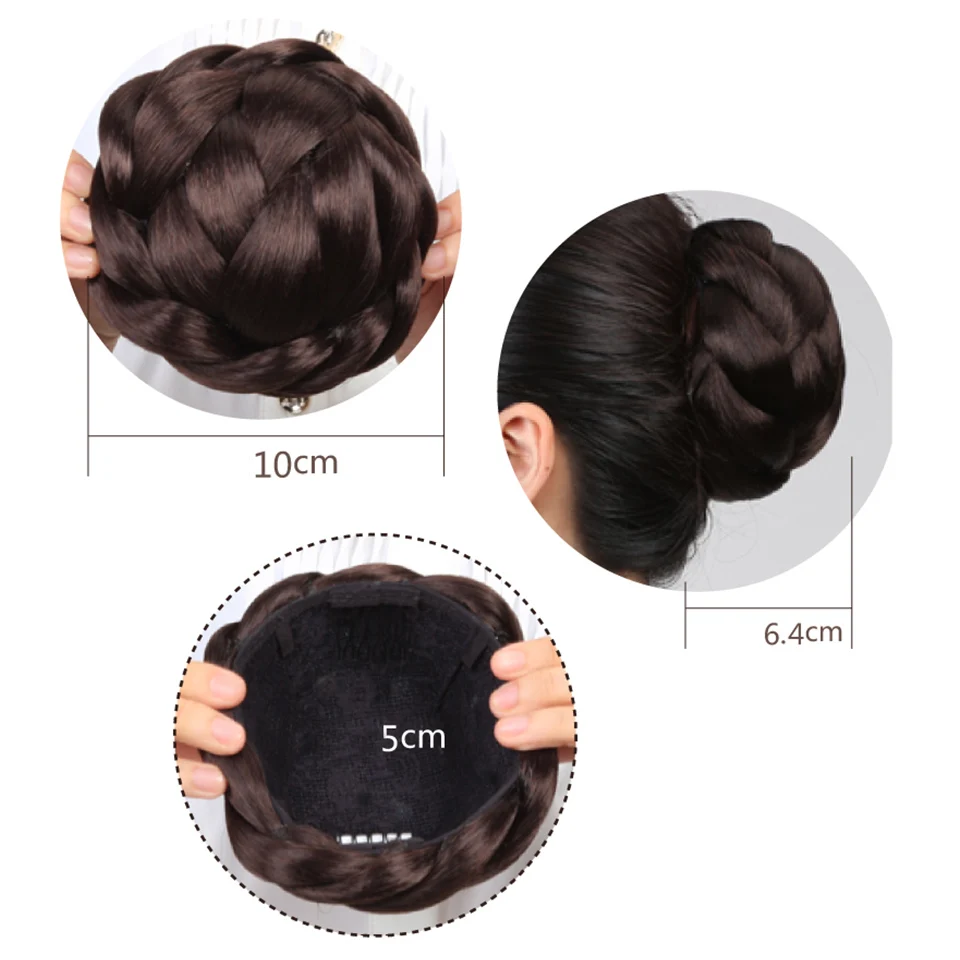 Чистый цвет 50 г женские клип в синтетическом Плетеный шиньон высокой температуры волокна волос для белых черных женские головные уборы