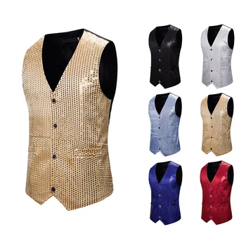 

Vests Men Stage Costumes Men Vest Single Breasted Sleeveless Waistcoat