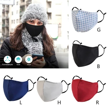

PM 2.5 Safty Mask+1Filter Breathable Cotton 3D Protective Dust Mask Activated Carbon Filter Anti Pollution Fashion Grid Mask