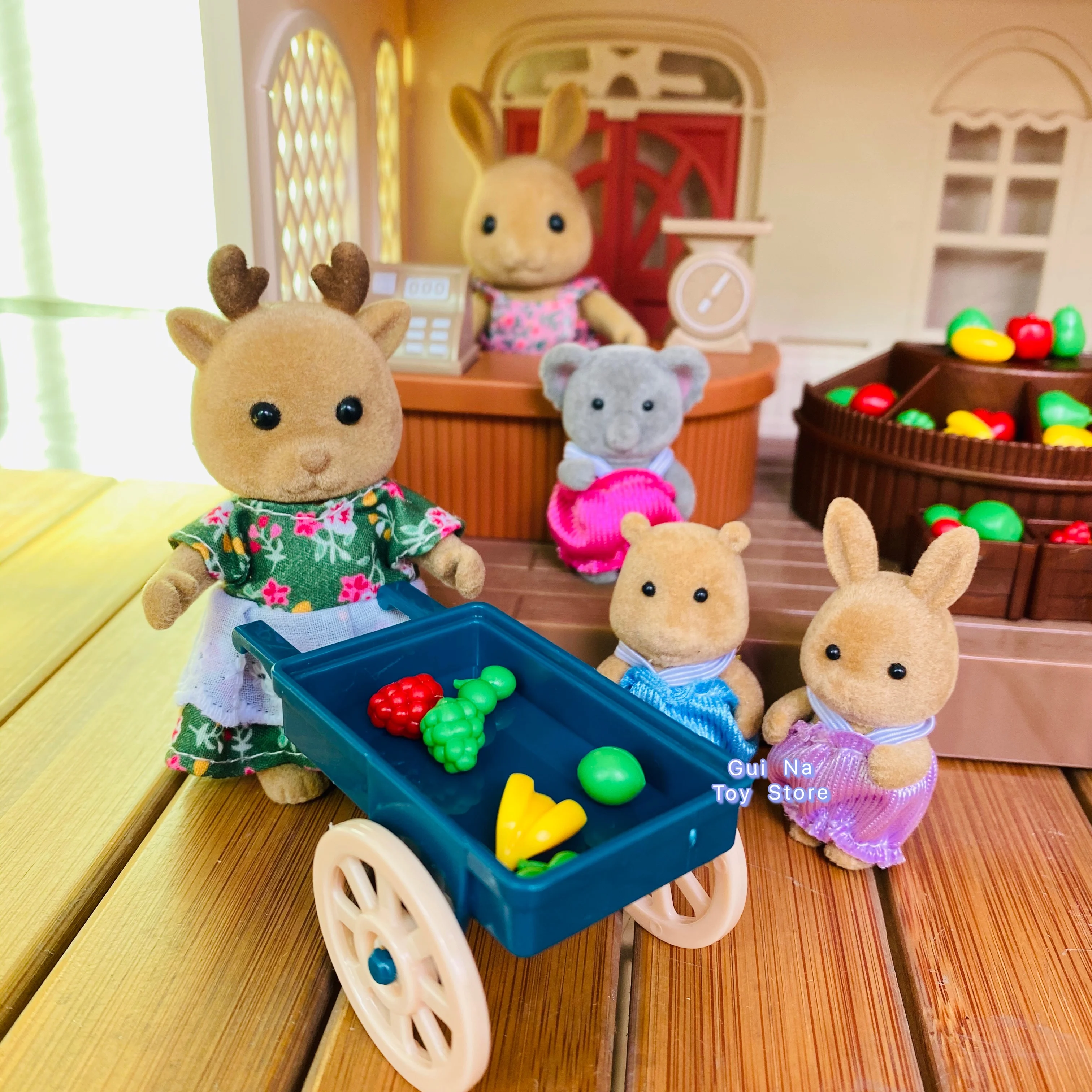 1/12 Simulation Forest Rabbit Family Dollhouse Critters Fruit Shop Accessories Girl Toys Xmas Gifts 2