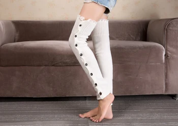 

Cute Autumn And Winter Christmas New Button Lace Lace Knees Buttons Sets Boots Sets Of Knitted Foot Sets Of Socks Colors