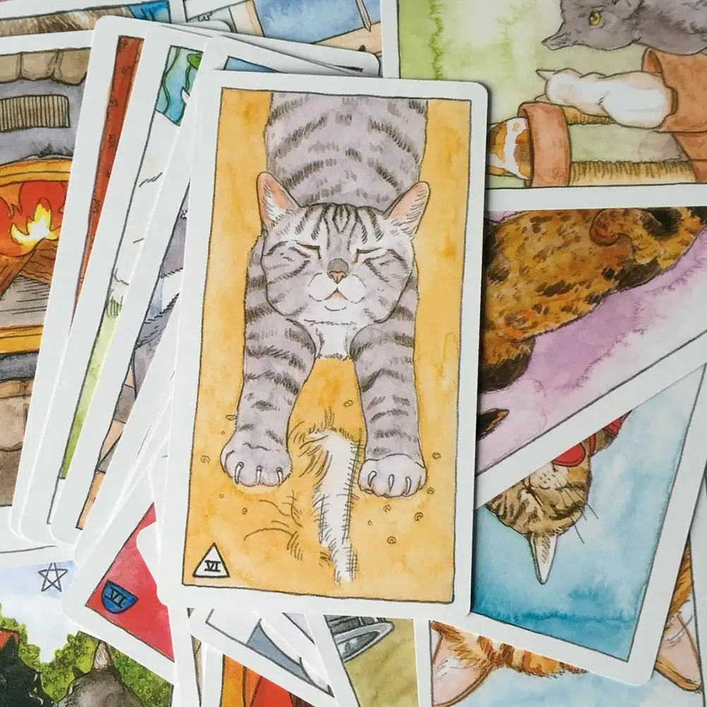 78 карт Таро для кошек, волшебные карты Таро, полная английская игра для чтения, настольная игра, парочка Таро, семейная настольная игра, игральные карты, подарок 5