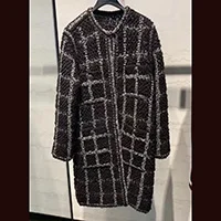 Осенне-зимний черный модный элегантный шерстяной кардиган средней длины, куртка в клетку, вязанное шерстяное пальто, Новинка - Цвет: Многоцветный