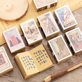 

122 sheets/Lot Creative Retro Matchbox Memo Pad Paper Sticky Notes Daily Work Planner Sticker Message Label Style Random