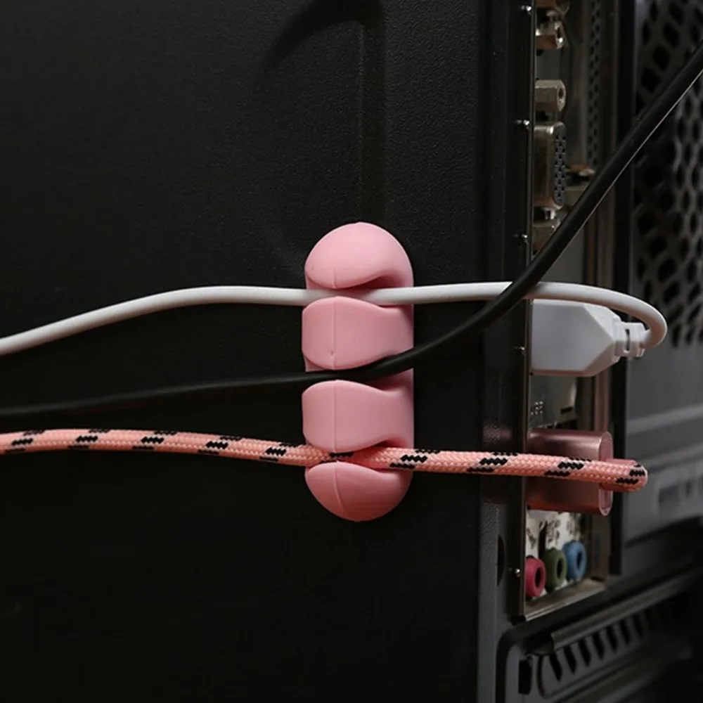 Провод держатель силиконовый для наушников USB кабель зажим самоклеющаяся линия застежка зажим Органайзер галстук фиксатор