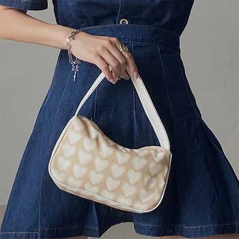 

Fashion Women Hobos Baguette Handbags Vintage Nylon Ladies Shoulder Bags Small Tote Clutch Purse Casual Girls Armpit Bag Bolsa