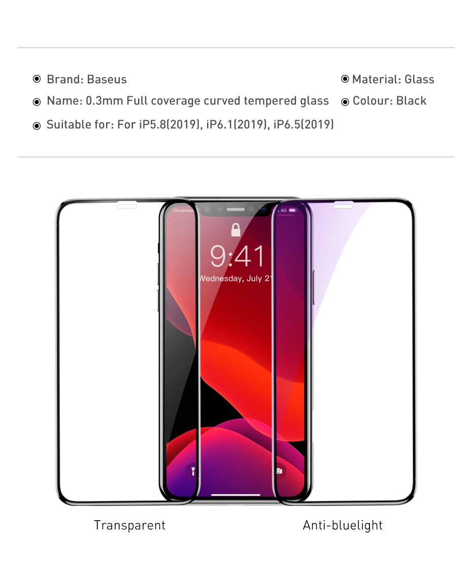 Baseus 0,3 мм Защита экрана для iPhone 11 11pro 11pro MAX анти-синий светильник HD закаленное стекло полное покрытие защитное стекло