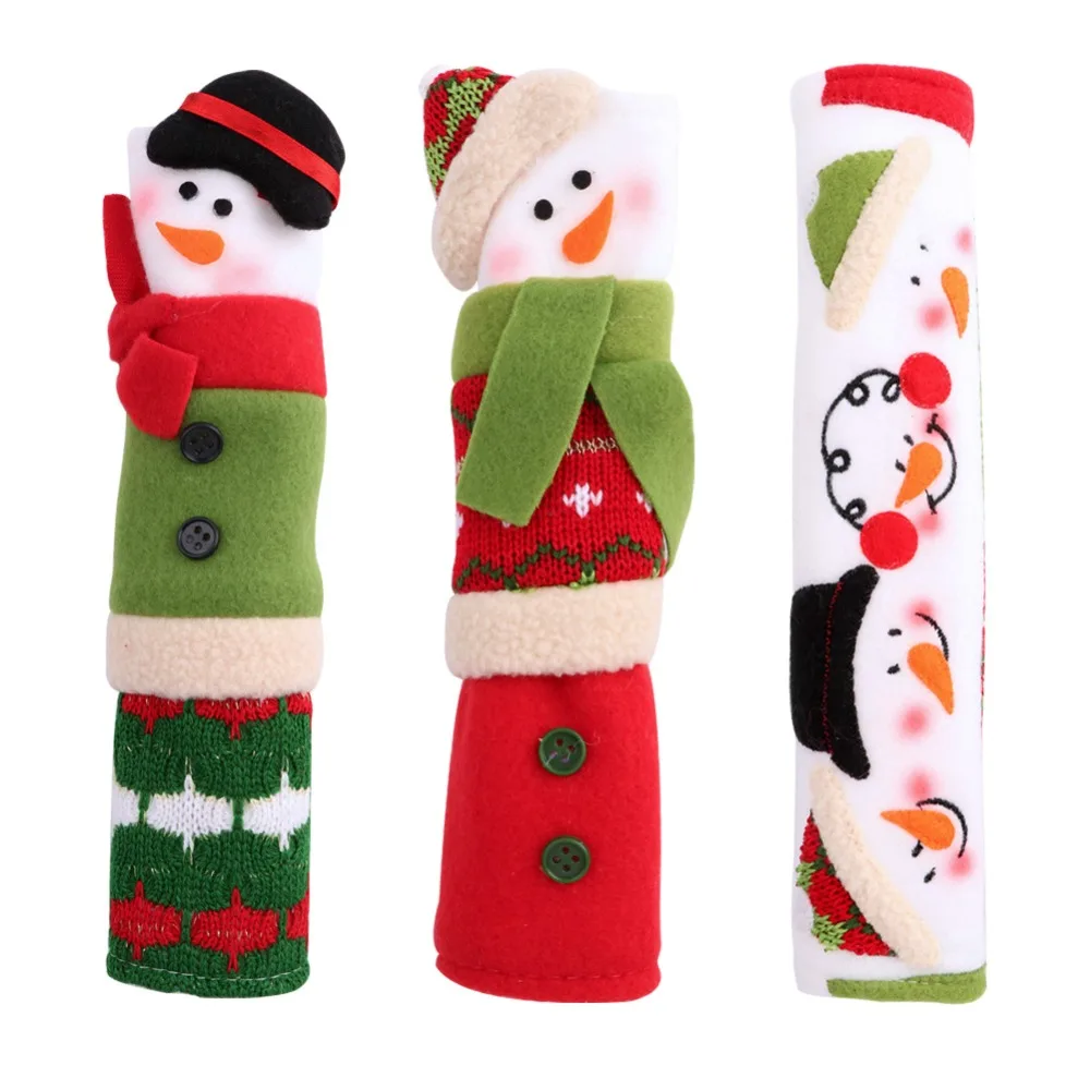 

3pcs Fridge Handle Covers Christmas DIY Decor Microwave Oven Refrigerator Door Handle Cover Christmas Decorations for Home