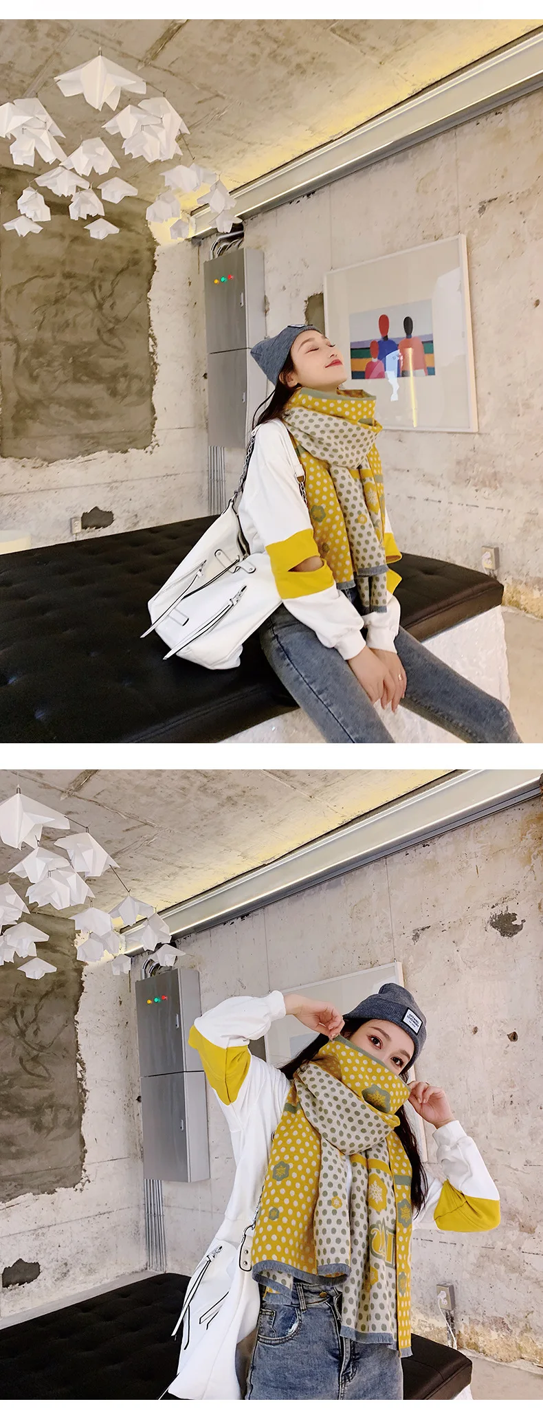 Высококачественный брендовый осенний и зимний шарф двусторонний утолщенный кашемировый как Корейская версия Универсальный цвет подходящая шаль женщина