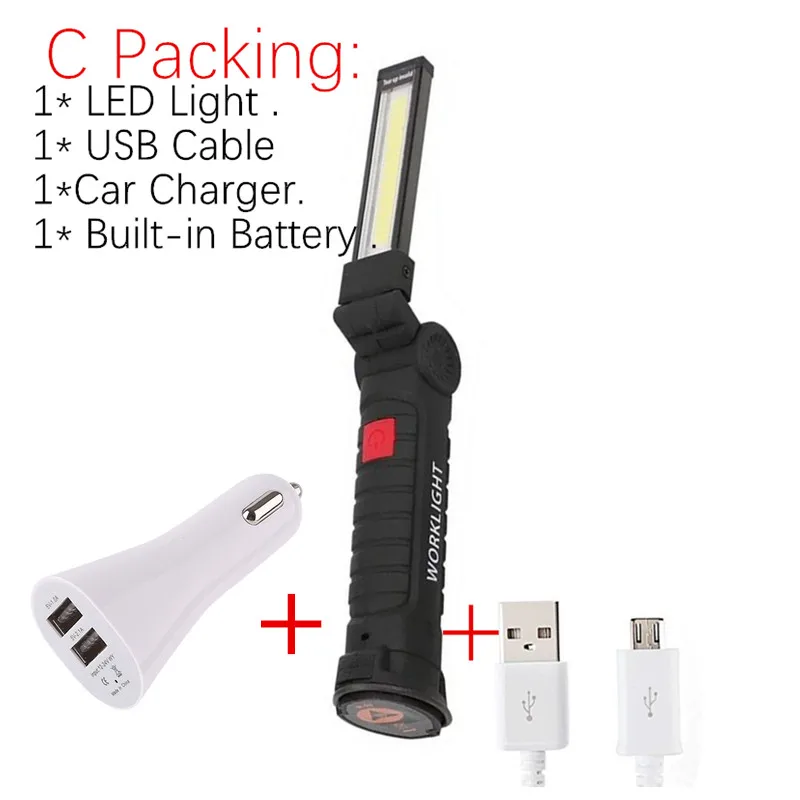 unique flashlights USB Rechargeable With Built-in Battery Set Multi Function Folding Work Light COB LED Camping Torch Flashlight flashtorch mini Flashlights