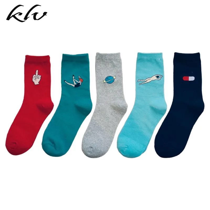 5 пар, женские носки хлопковые с забавным рисунком голых мужчин, яркие цвета, чулочно-носочные изделия