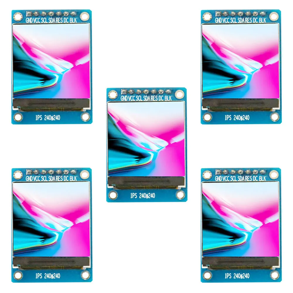 

Aihasd 5PCS 1.3 Inch Color 240 x 240 IPS TFT LCD Display Screen Module Board IC SPI interface