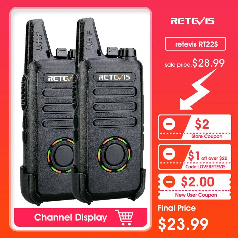 

2pcs RETEVIS RT22S Handsfree Walkie Talkie RT22 Upgrade VOX Hidden Display Two Way Radio Two-way Radio Transceiver Walkie-talkie