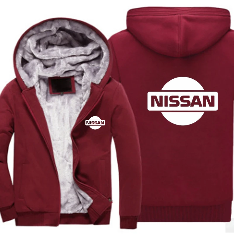 Зимние мужские толстовки на молнии с логотипом Nissan Car, белые популярные толстовки с принтом для колледжа, мужские повседневные плотные теплые пальто