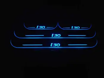 

Acrylic door sill plate strip with led decorative welcome light moving door scuff for Hyundai i30