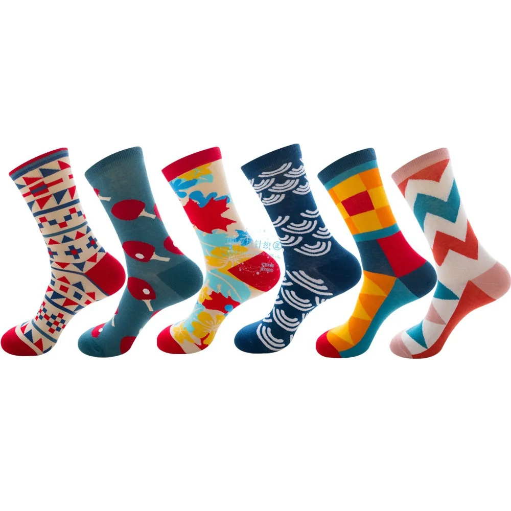 

Funny socks winter new geometric cartoon racket art graffiti pattern cotton socks Harajuku casual Christmas gift socks