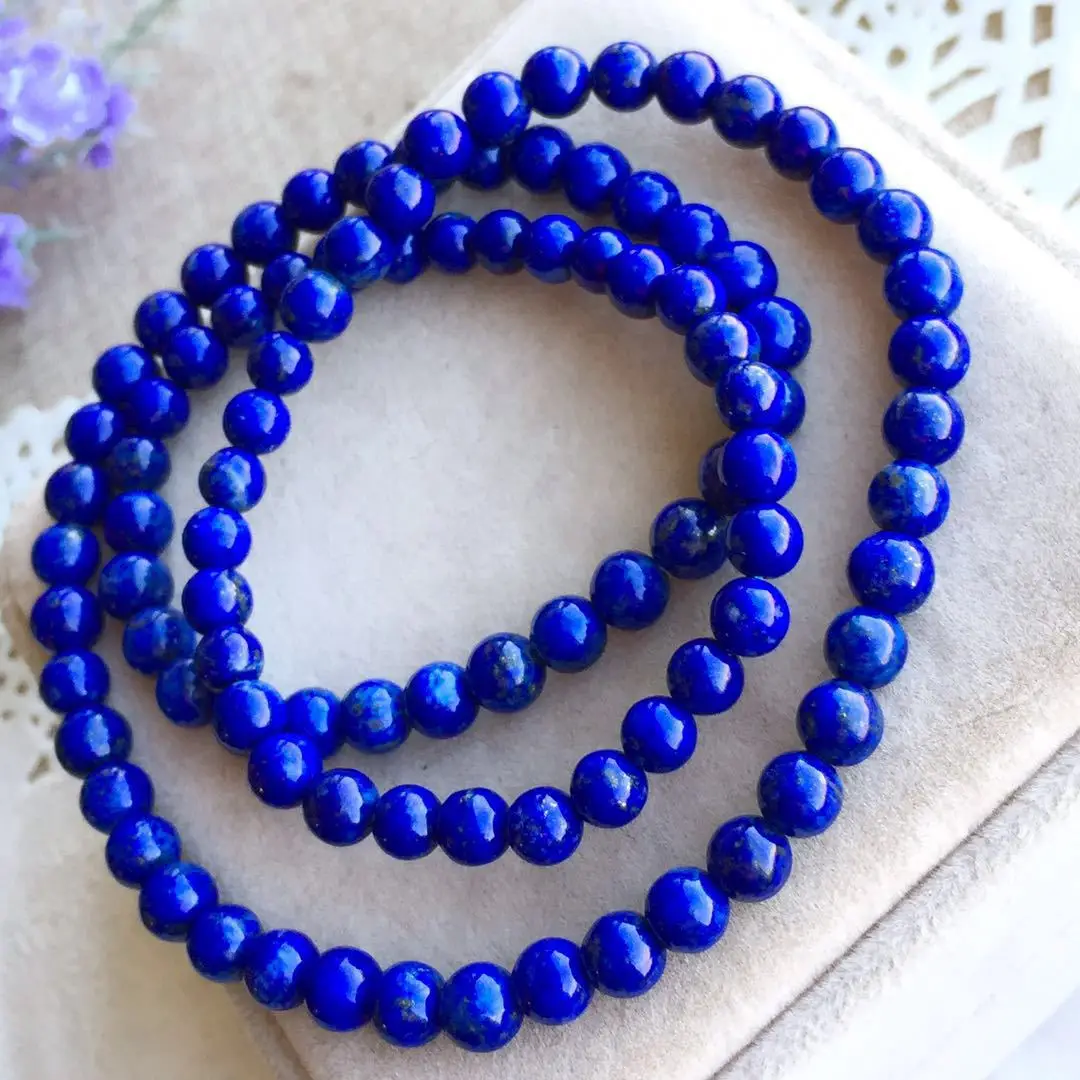 

Lapis Lazuli Three-loop Bracelets Boutique Old Mineral Aggregate Gold Little White Ultra-