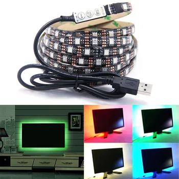 

RGB LED Lights IP65 Waterproof 60LED/M LED Tape 0.5-2m Waterproof Strip Closet TV Decoration Lamp 5V USB Cable Charging