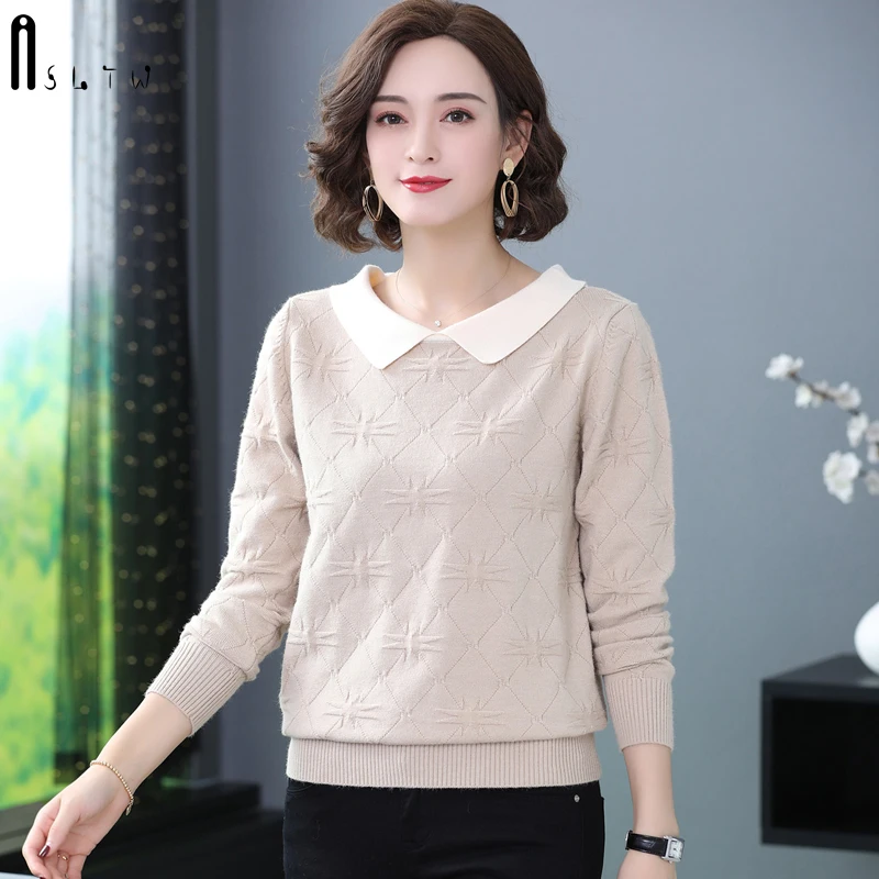 ASLTW Two Side Wear Sweater Woman Autumn Long Sleeve Pullovers Jumper Pull Femme High Quality Lapel Women's Sweater