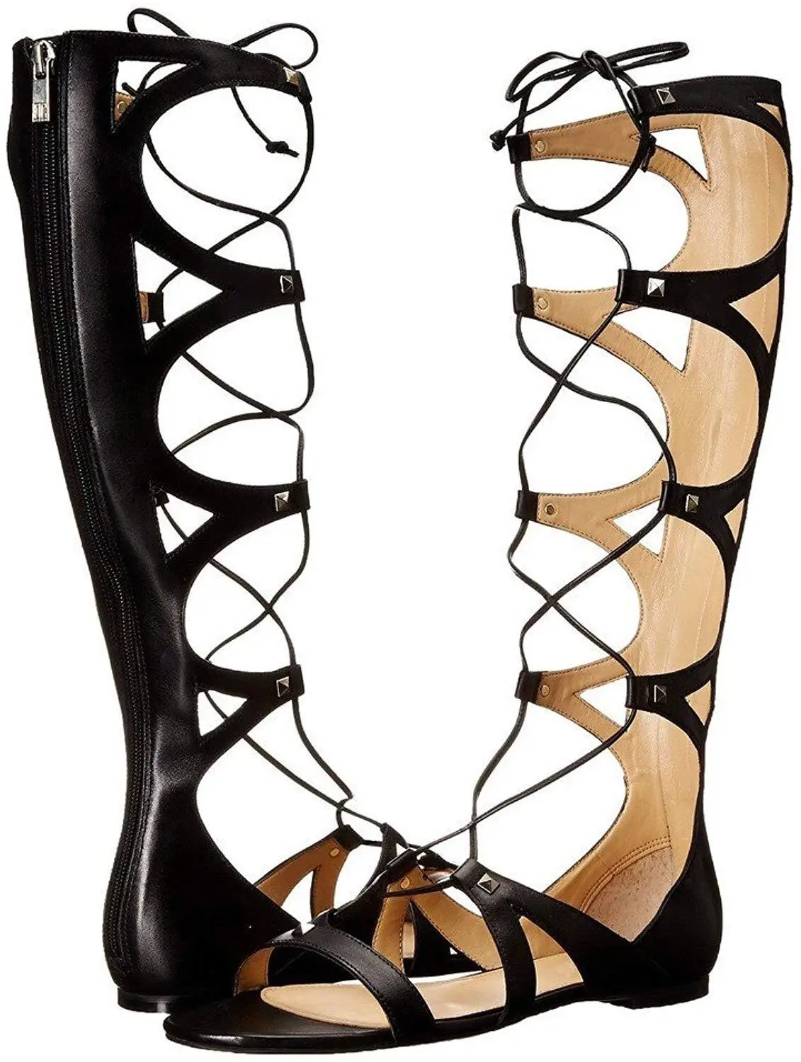 

ASHIOFU Handmade Hot Sale Ladies Flat Sandals Rivets Spikes Cross-straps Party Summer Shoes Club Evening Fashion Sandals Shoes