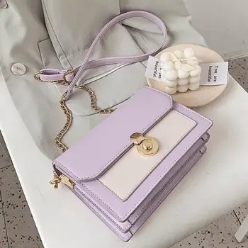 

Contrast color Leather Crossbody Bags For Women 2020 Travel Handbag Fashion Simple Shoulder Messenger Bag Ladies Cross Body Bag