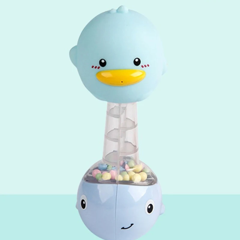 Креативная игрушечная игрушка-погремушка в виде утки, песка, молотка, 6-12 месяцев, детские игрушки, подарок для новорожденного, голубой/розовый цвет
