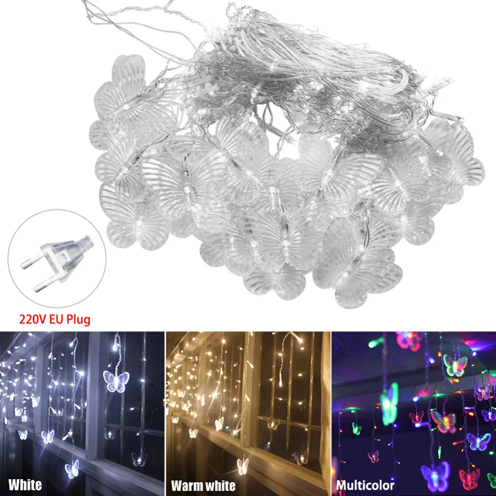 96 Светодиодный 3,5 м струнные огни бабочка Волшебные гирлянды открытый сад Свадебная вечеринка украшение на Рождество занавес свет