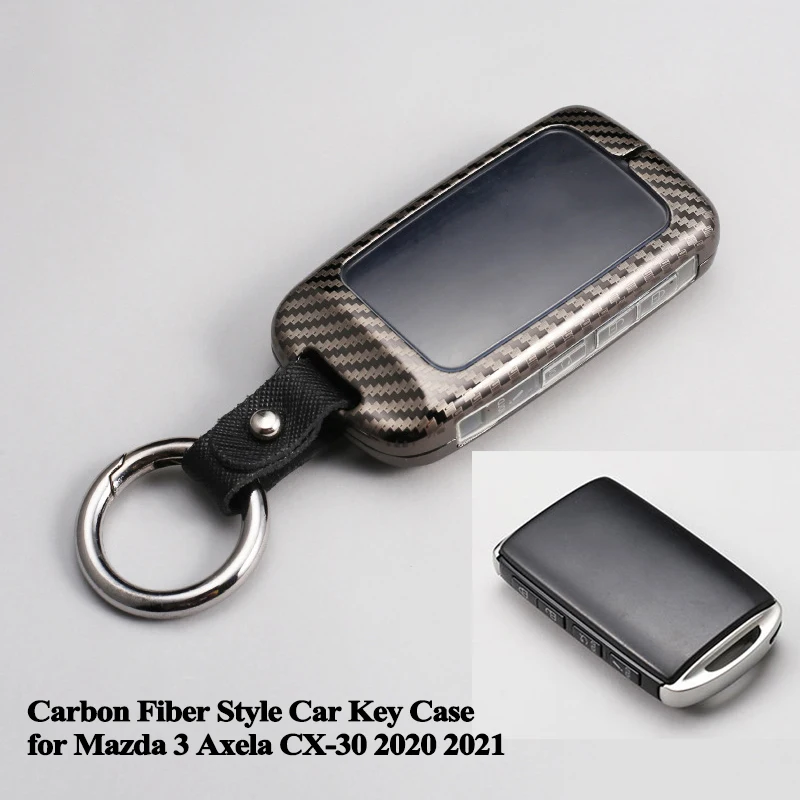 

1pc Styling Carbon Fiber Style Car Key Case Cover Key Protector Shell Bag New Car Accessories for Mazda 3 Axela CX-30 2020 2021
