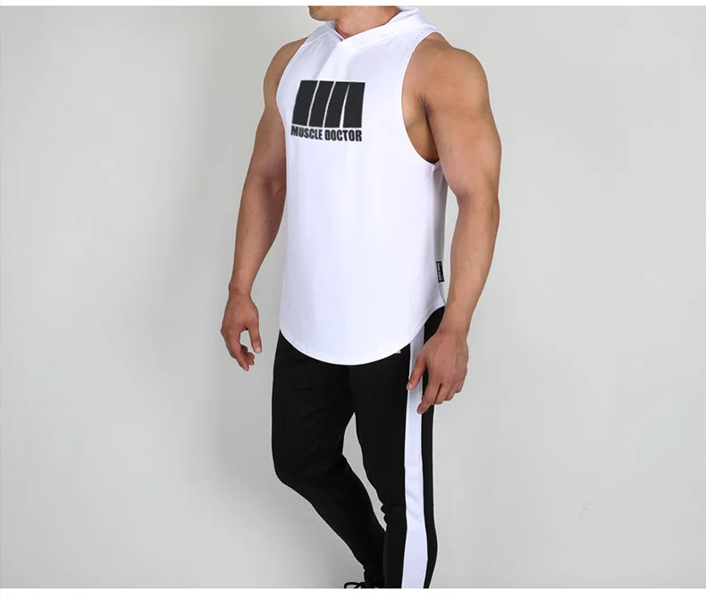 Muscle Dr. Brothers стиль летний Повседневный корейский стиль жилет мужской спортивный фитнес с капюшоном жилет одежда