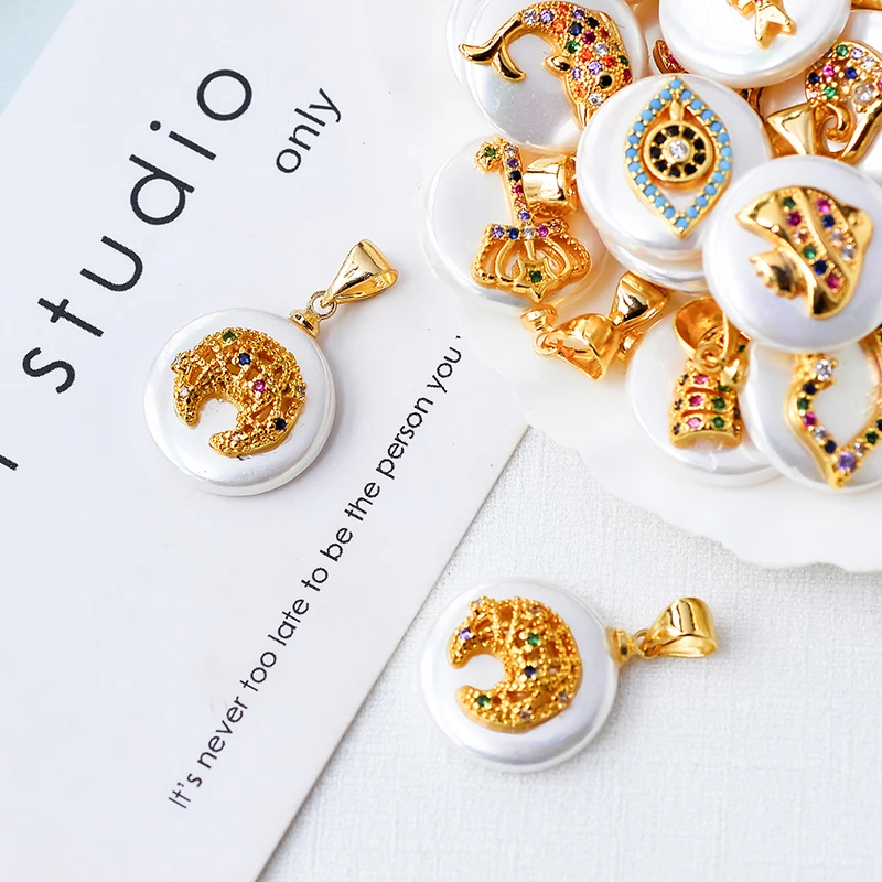 

Natural pearl earring pendant and necklace base moon shape, used to make jewelry handmade materials accessories wholesale