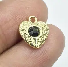 16k gold Eruifa 10 шт 10 мм Blk Стразы Сердце Золото/Серебро цинковый сплав Подвески ювелирные изделия DIY ожерелье браслет серьги 2 цвета - Окраска металла: 16k gold