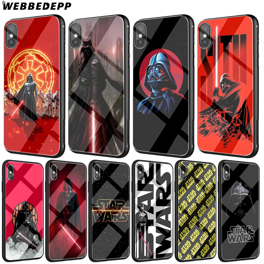 

WEBBEDEPP Star Wars Tempered glass TPU Case for iPhone XS Max XR X 8 7 6 6S Plus