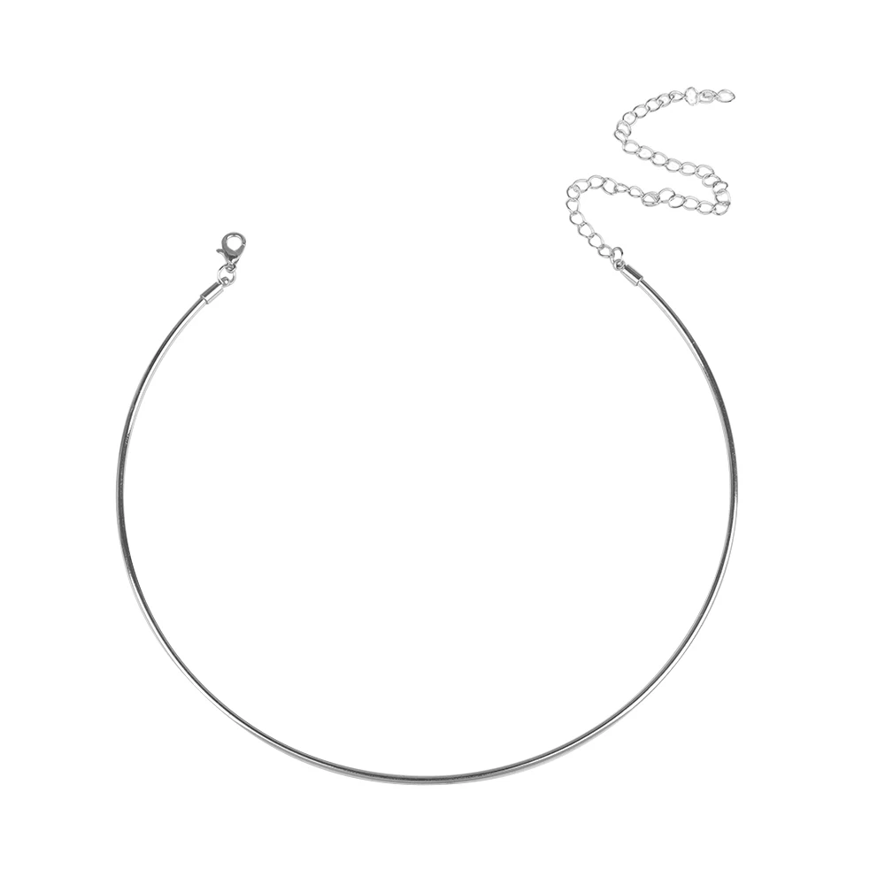 Тонкий чокер металлический нагрудное ожерелье Шея воротник обод кольцо открытые ожерелья в виде наручников для женщин мужчин Панк ювелирные изделия подарок - Окраска металла: silver
