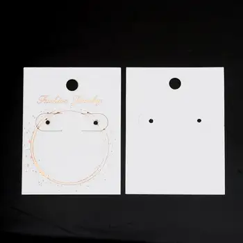 

DoreenBeads 50 Sheets Paper Jewelry Display Card Earrings Necklace Packing Rectangle White Message Pattern 59mm x 45mm