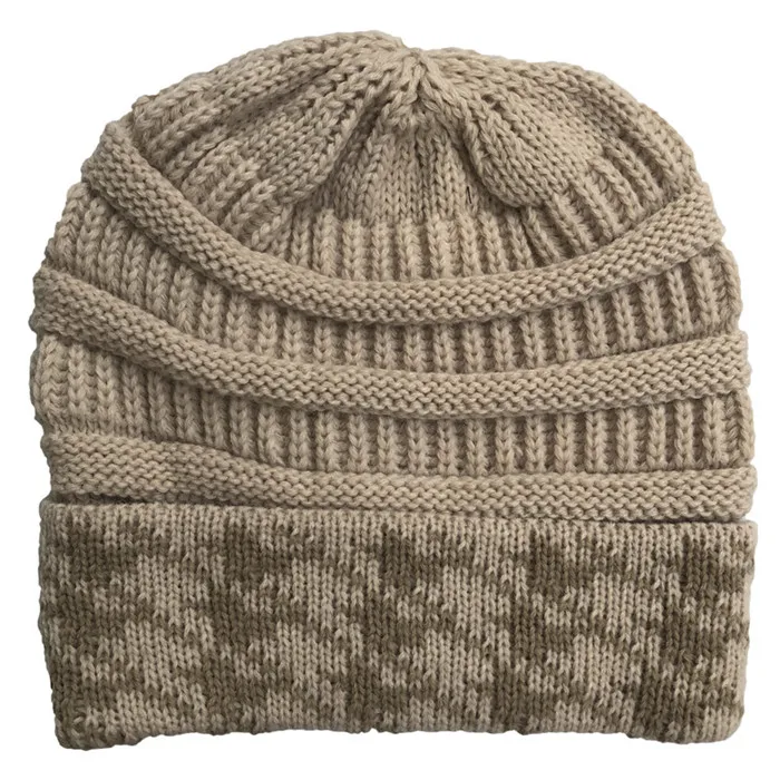 Beige Зимние шапки Wo мужские s Beanie Теплые, вязаные шапки s Beanies унисекс повседневные шапки Мужская хип-хоп Лыжная шапочка теплая шапка Рождественский подарок - Цвет: Beige