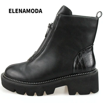 

Fashion Black Boots Female Casual Women Booties zipper Autumn winter women velvet shoes Non-slip girl Motorcycle Martin boots