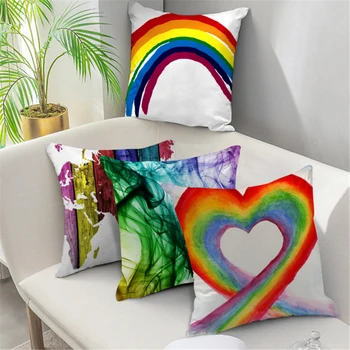 

4 Pcs /Set Decorative Pillowcases Rainbow Red Truck Cartoon Throw Pillows for Living Room Bedroom Sofa Chair Cushion Cover